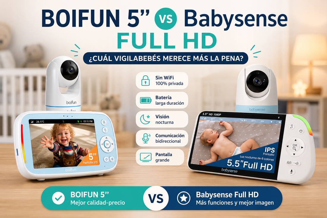comparativa de vigilabebés BOIFUN 5 pulgadas vs Babysense Full HD