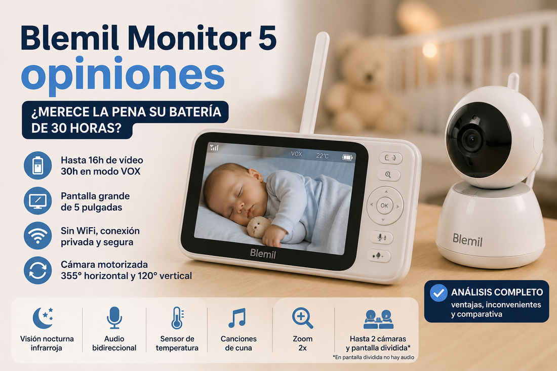 Blemil Monitor 5 pulgadas sin WiFi con cámara y pantalla