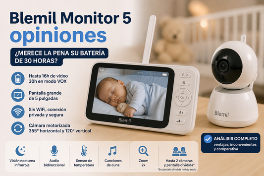 Blemil Monitor 5 pulgadas sin WiFi con cámara y pantalla