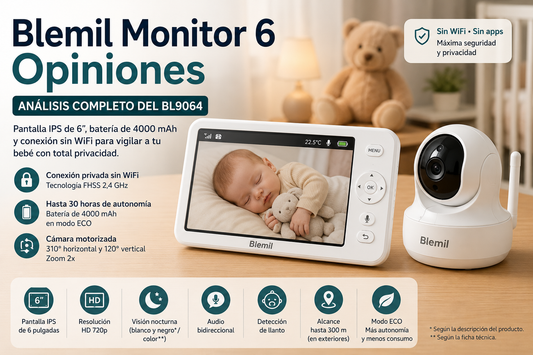 Blemil Monitor 6 BL9064 con pantalla IPS de 6 pulgadas y cámara sin WiFi