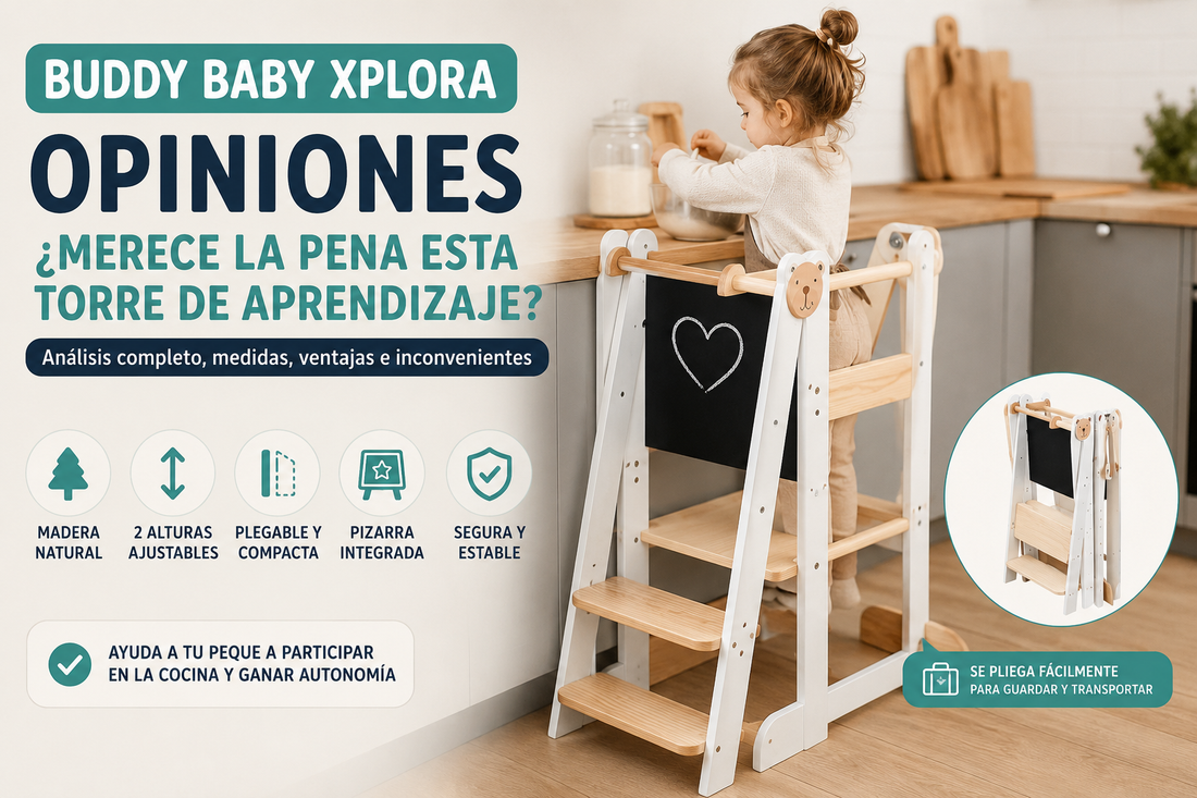 Buddy Baby Xplora torre de aprendizaje plegable con pizarra