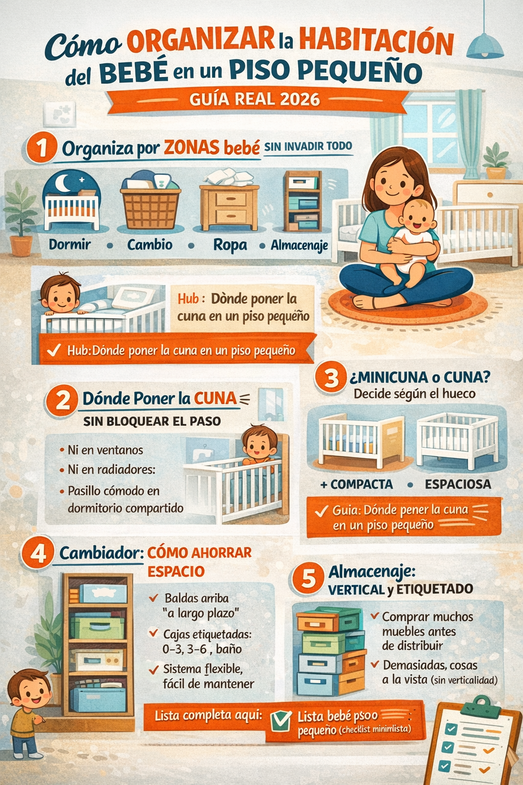 Cómo organizar la habitación del bebé en un piso pequeño