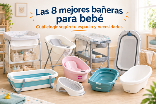 Comparativa de bañeras para bebé, rígida, plegable y con cambiador