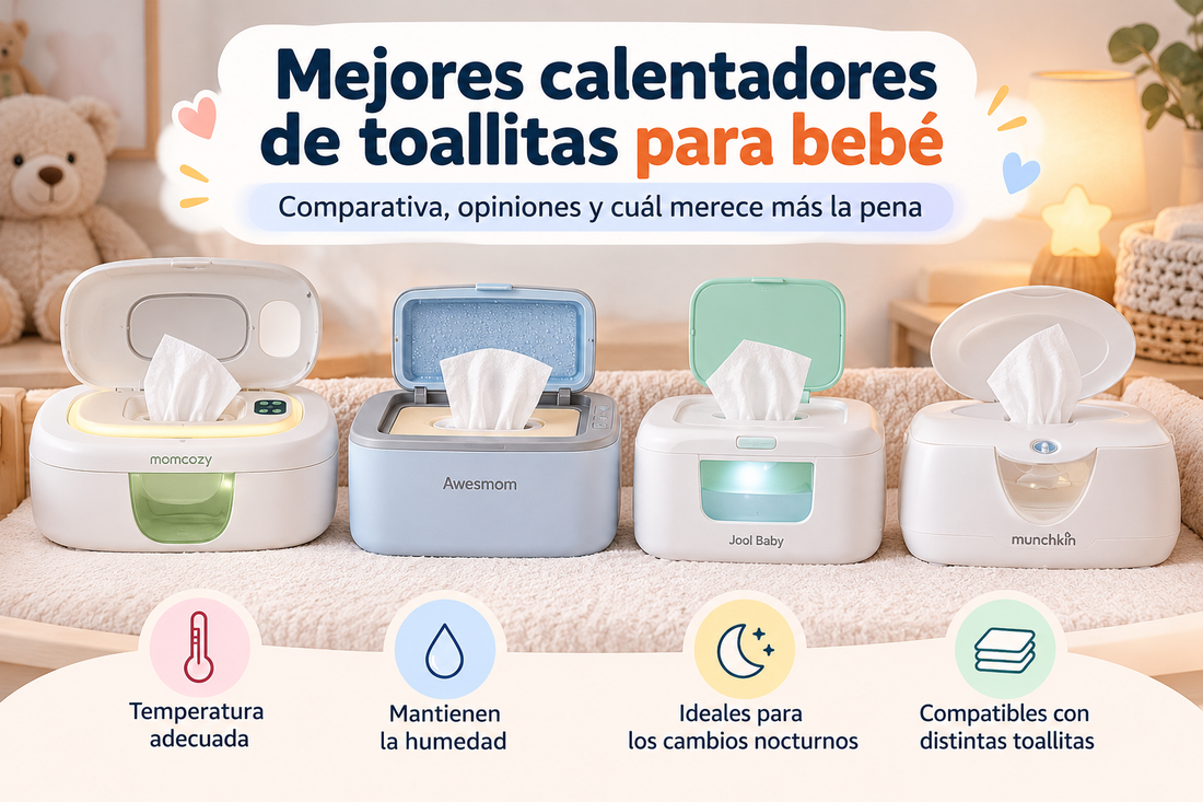 Comparativa de cuatro calentadores de toallitas para bebé: Momcozy, Awesmom, Jool Baby TinyBums y Munchkin Warm Glow