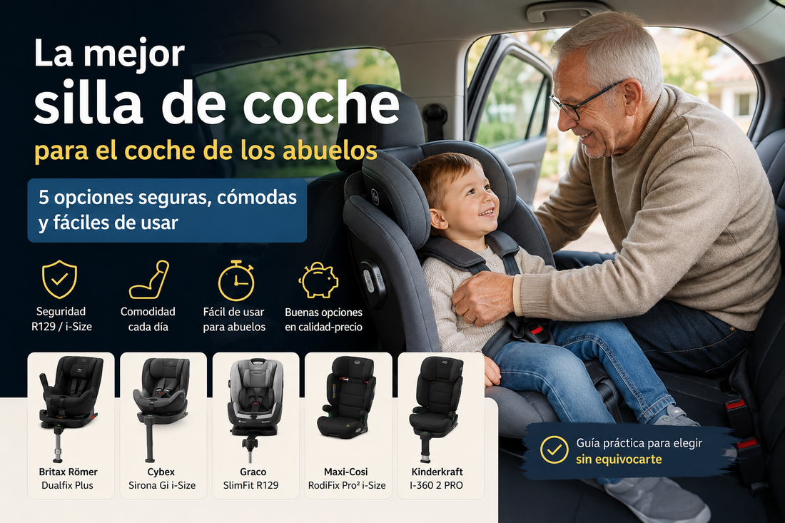 Mejor silla de coche para el coche de los abuelos con bebé correctamente sentado