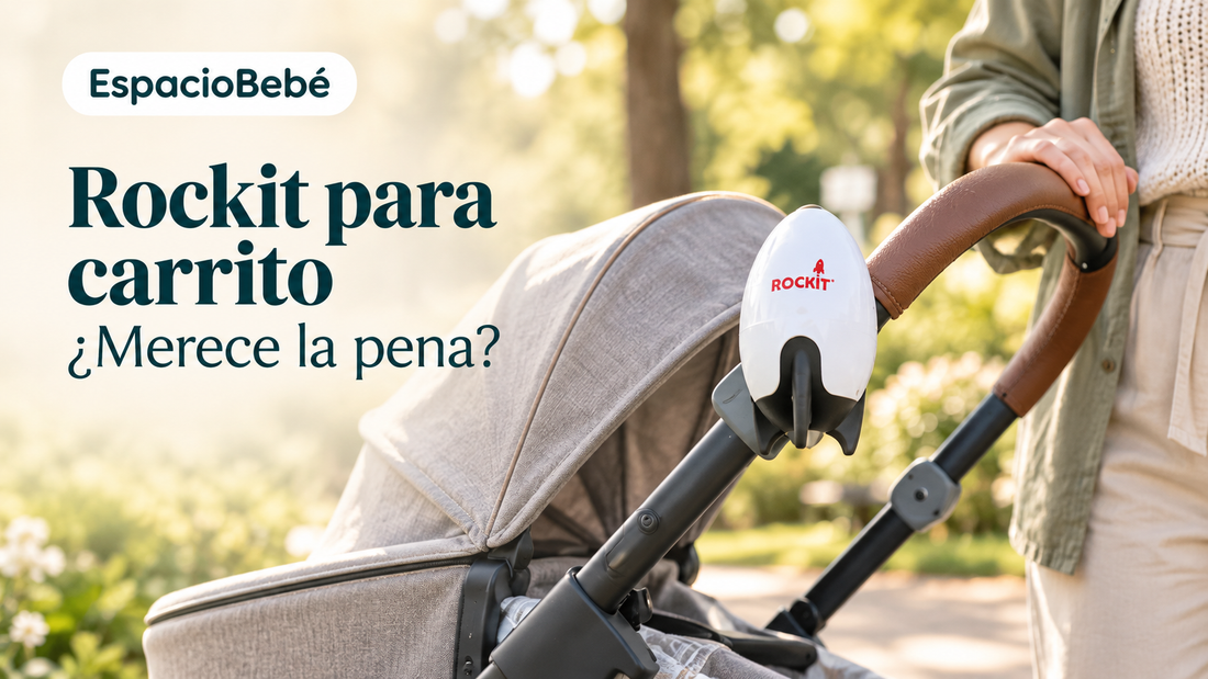 Rockit recargable instalado en el chasis de un carrito junto a una persona adulta