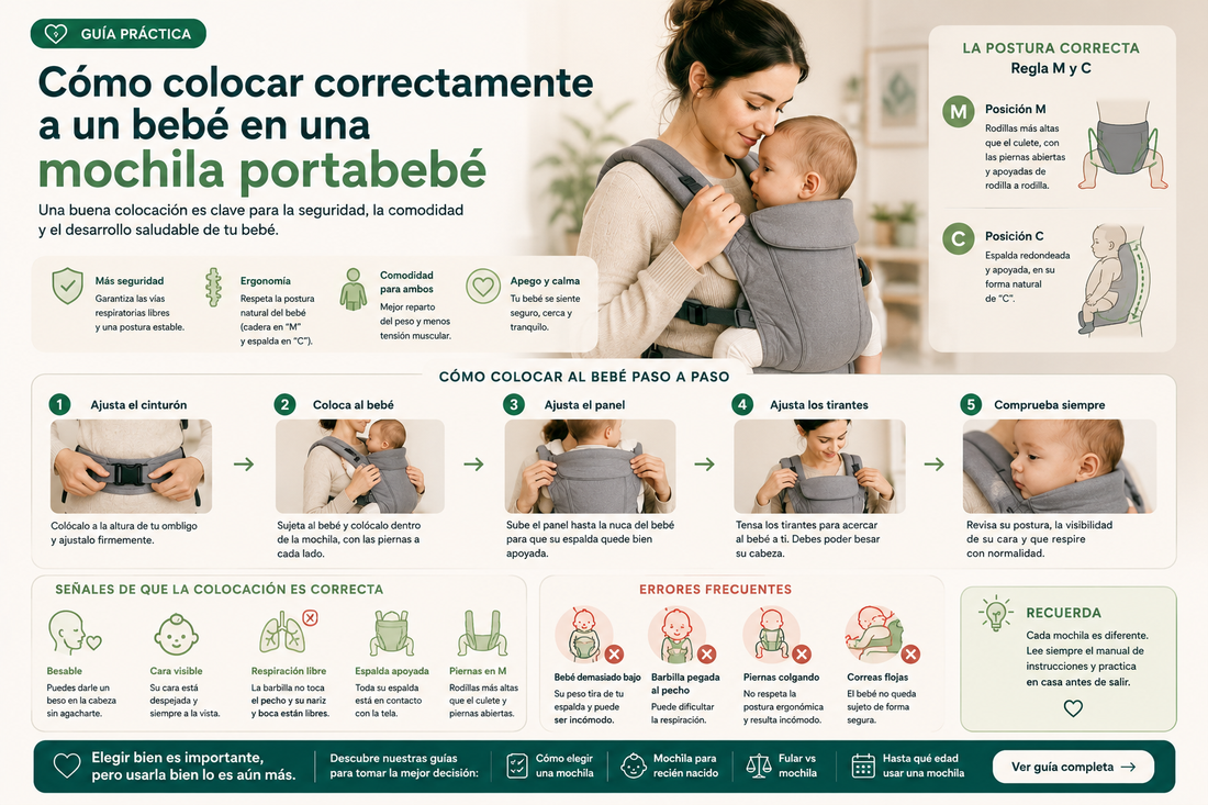 como colocar a un bebe en mochila portabebé