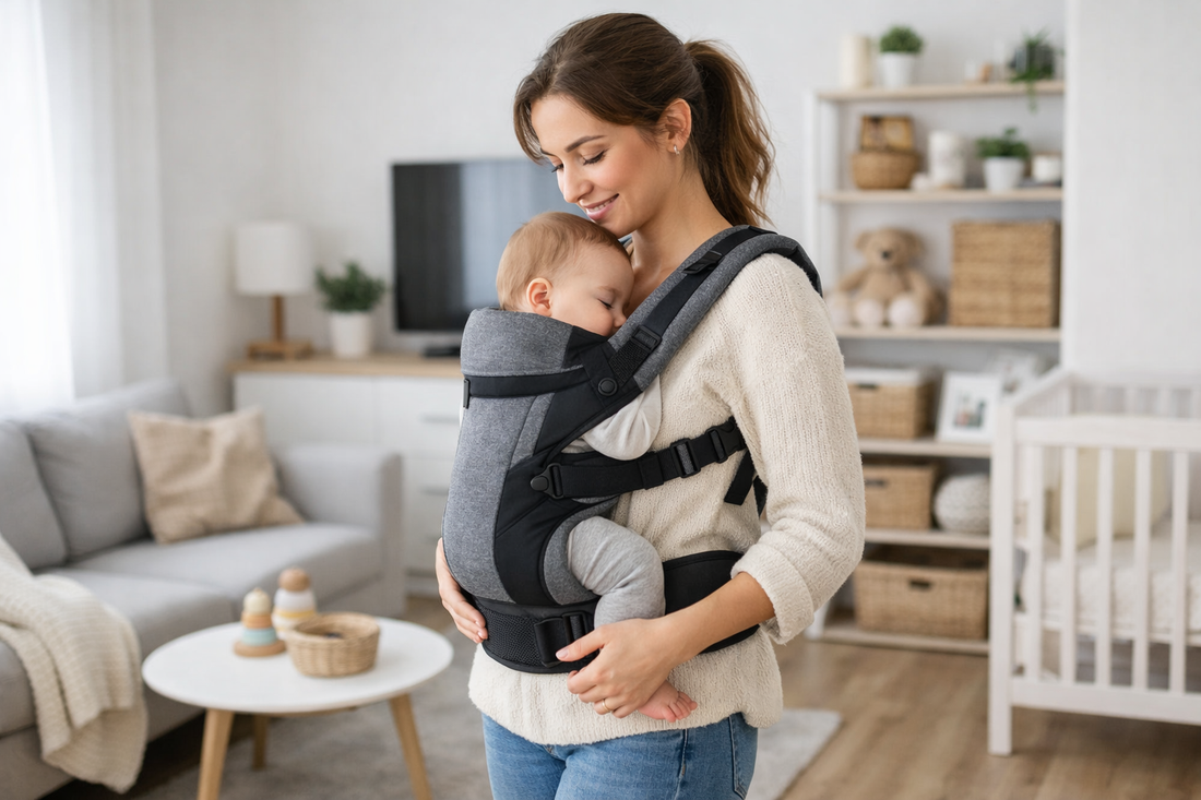 mochila portabebé ergonómica en piso pequeño 2026