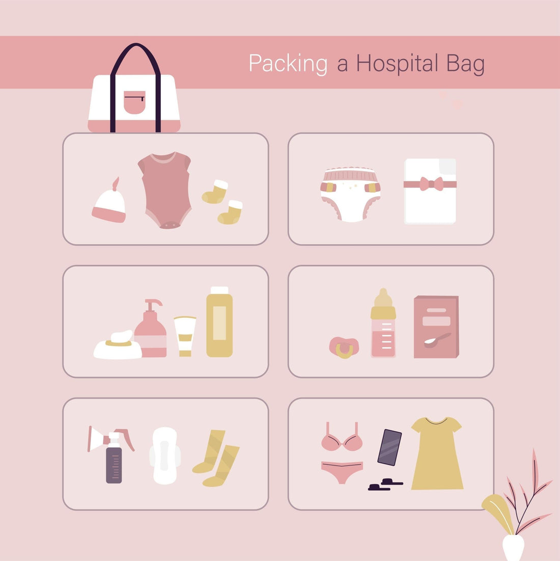 Ropa básica para bebé recién nacido en la maleta del hospital